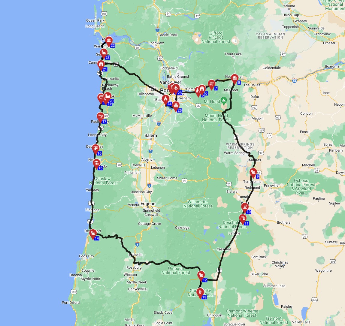 Map for Portland Roundtrip - Short